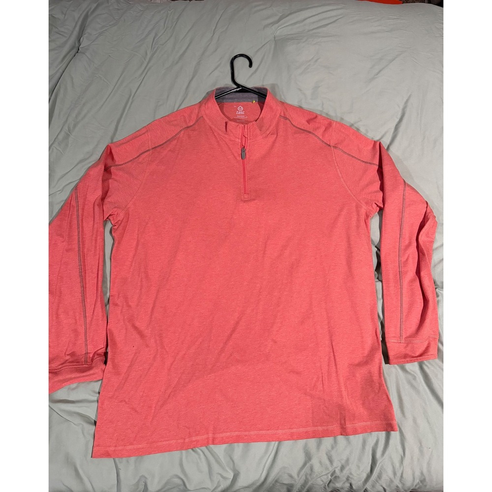 Tasc Performance Carrollton Quarter Zip Pullover Coral Heather Bamboo Mens 3XL